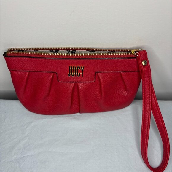 JUICY by JUICY COUTURE Wristlet Clutch Red Faux Leather - Picture 1 of 7